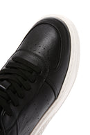 Men's Black Lace-up Thick-Sole Leather Sneaker | Derimod