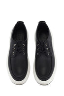 Men's Black Lace-Up Thick-Soled Leather Casual Shoes | Derimod