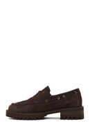 Woman Dark Mink Lace-Up Thick-Soled Suede Casual Shoes | Derimod