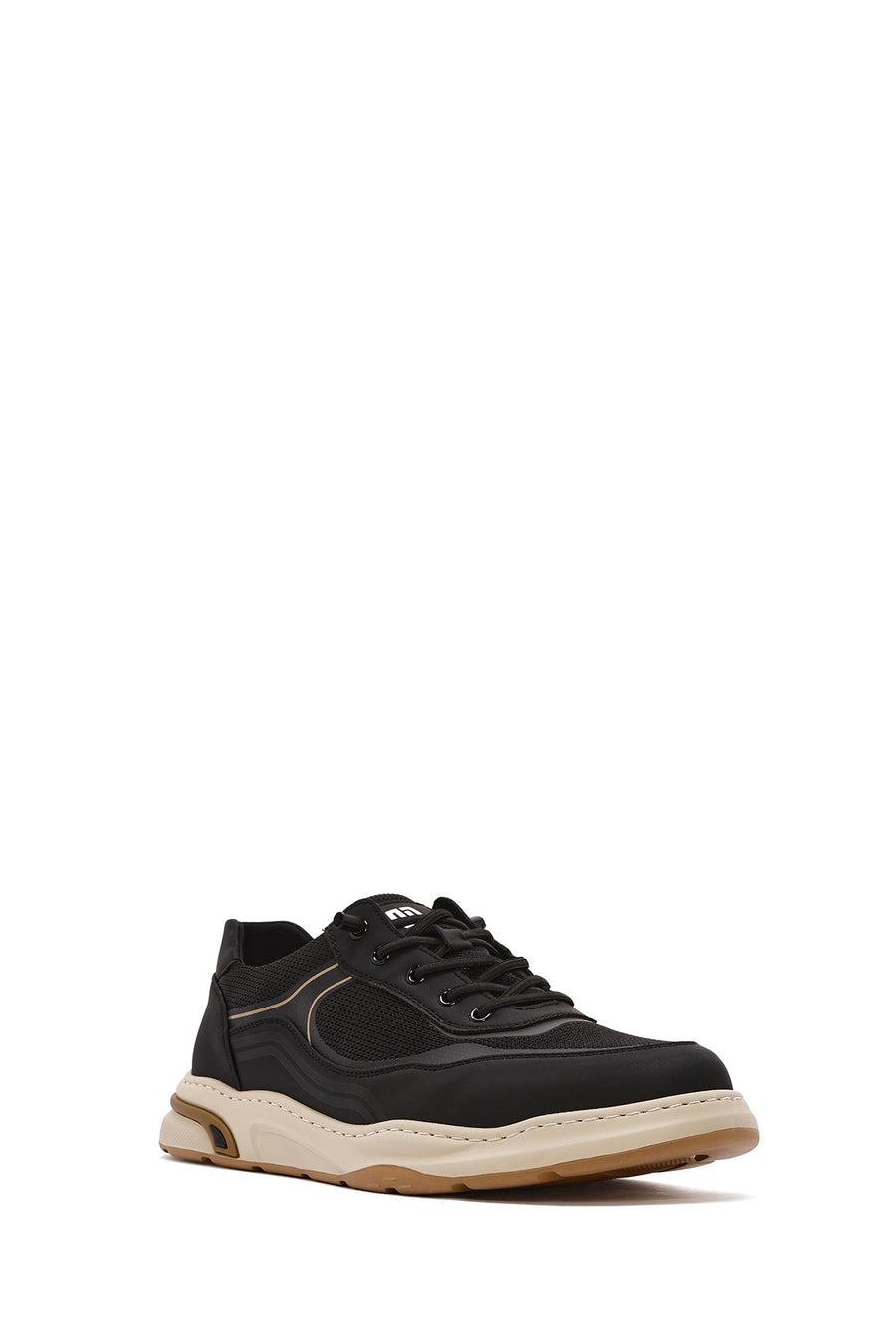 Men's Black Lace-up Leather Sneaker