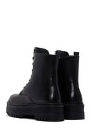 Women's Black Thick Sole Casual Zipper Leather Boots | Derimod