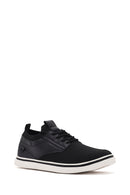 Erkek Siyah Bağcıklı Kumaş Sneaker | Derimod