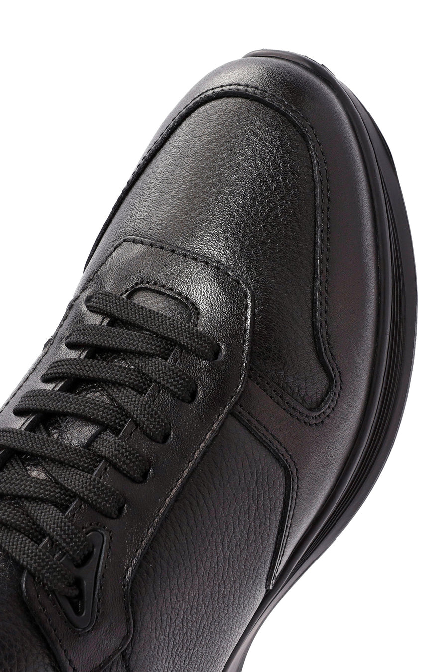 Erkek Siyah Bağcıklı Deri Casual Sneaker
