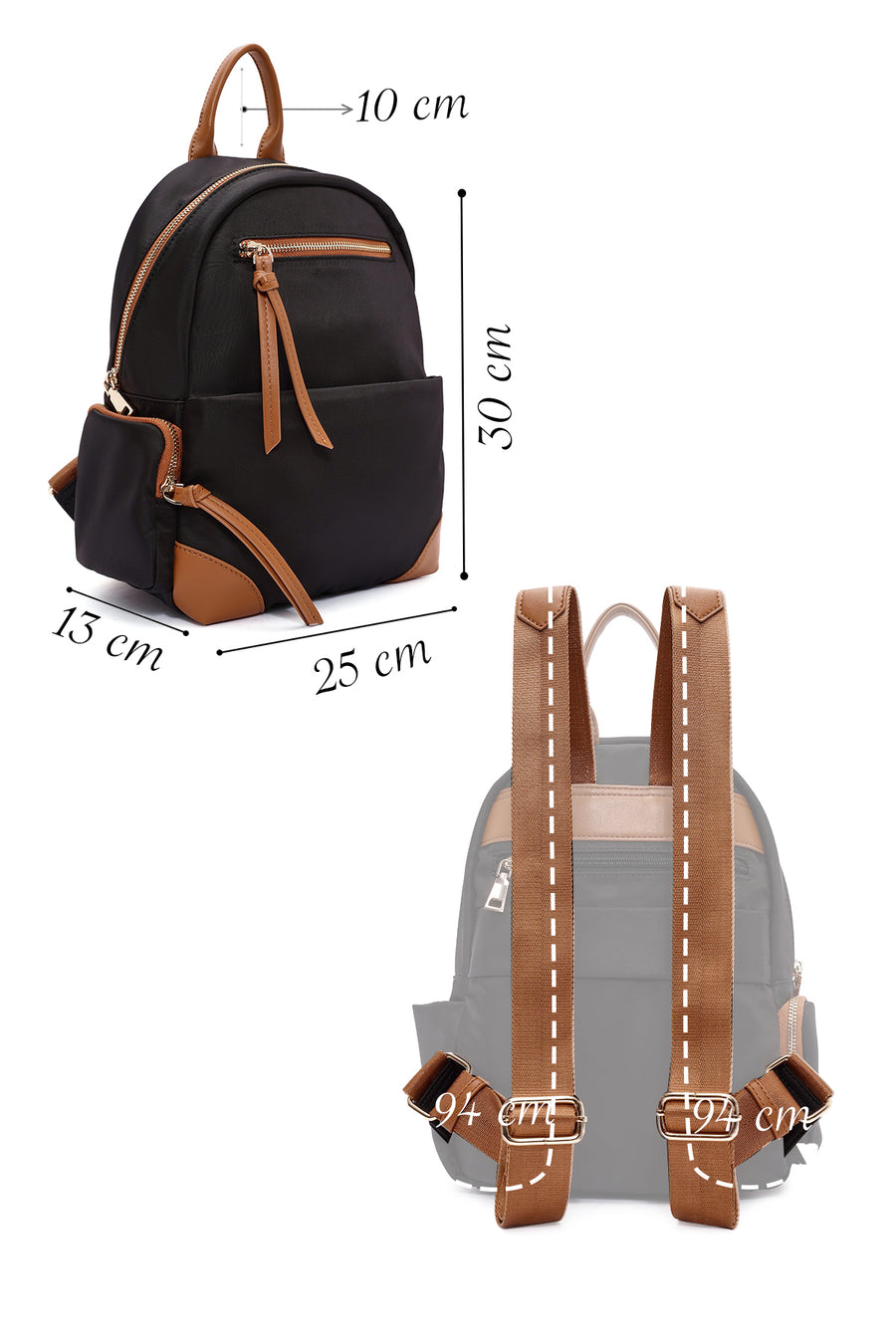 Women's Black Fabric Backpack