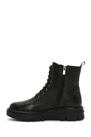 Women's Black Zippered Thick-Soled Leather Boots | Derimod