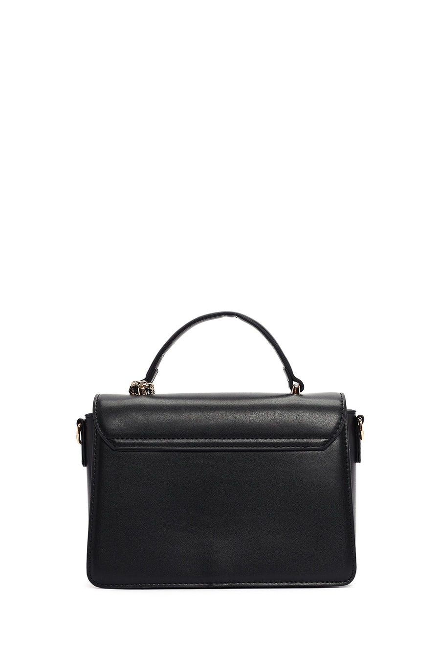 Women's Black Long Strap Crossbody Bag with Accessory Detail
