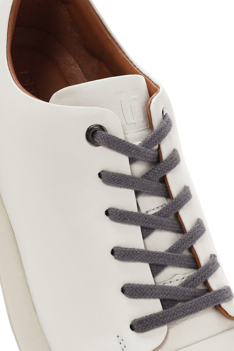 
Men's White Lace-Up Leather Sneaker
