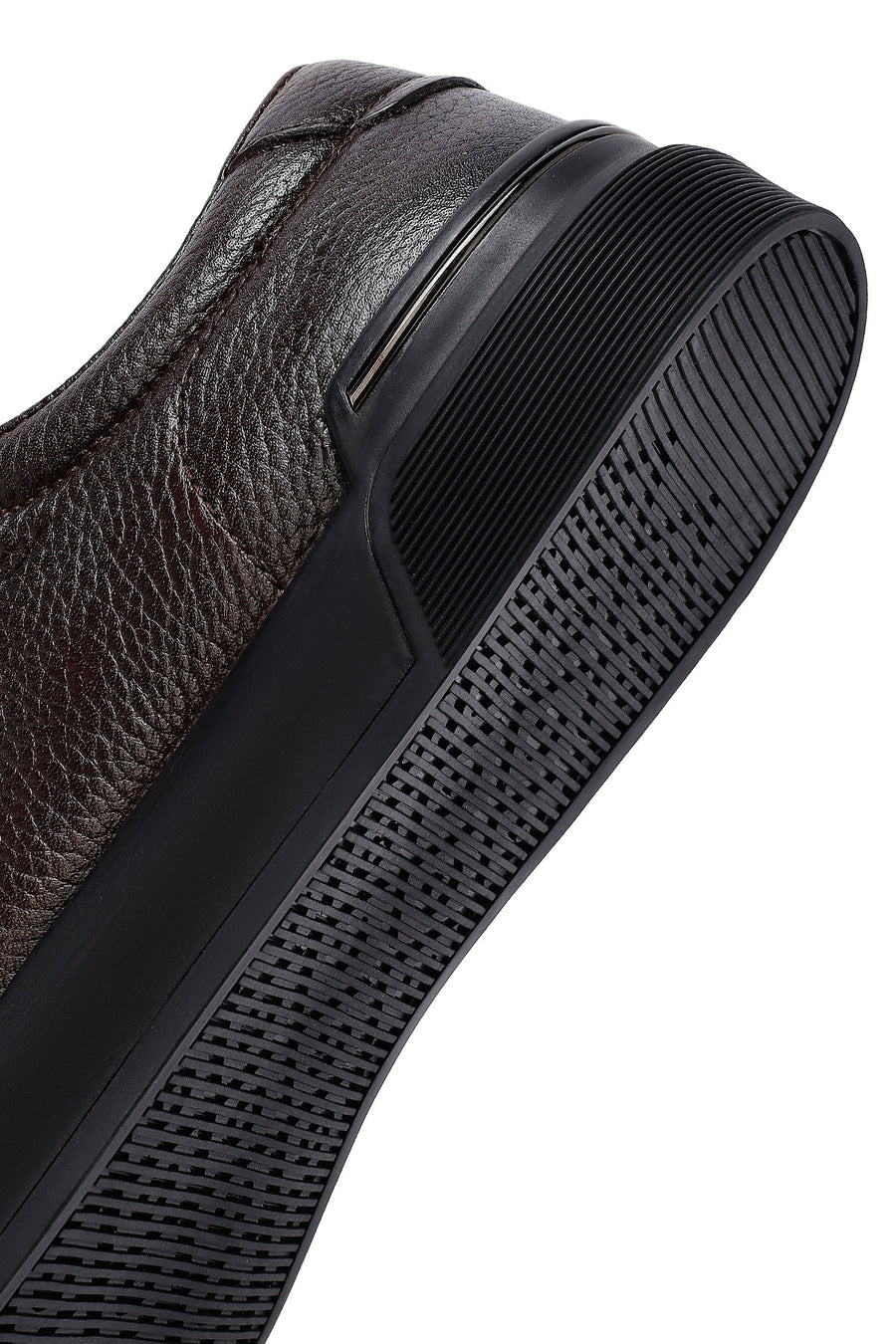 Men's Brown Lace-Up Leather Sneakers