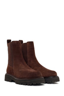 Woman Brown Thick-Soled Suede Chelsea Boots | Derimod