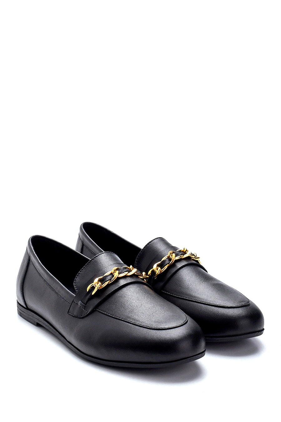 Kadın Deri Zincir Detaylı Loafer
