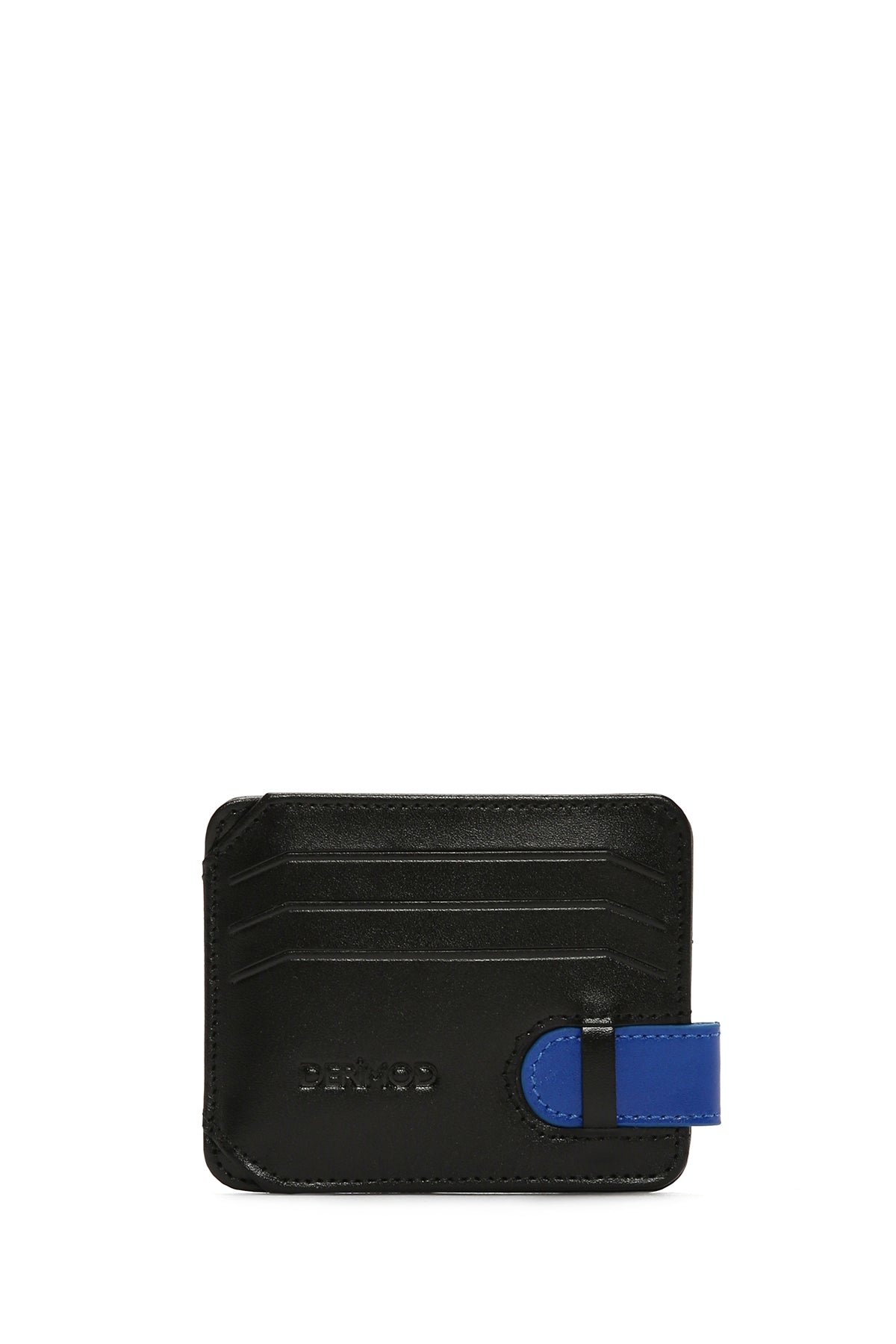 Men's Black Blue Leather Card Holder 000A2D310718 | Derimod