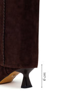 Woman Brown Heeled Suede Boots | Derimod