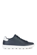 Geox Men's Navy Blue Spherica Ecub-1 Lace-up Leather Sneaker | Derimod