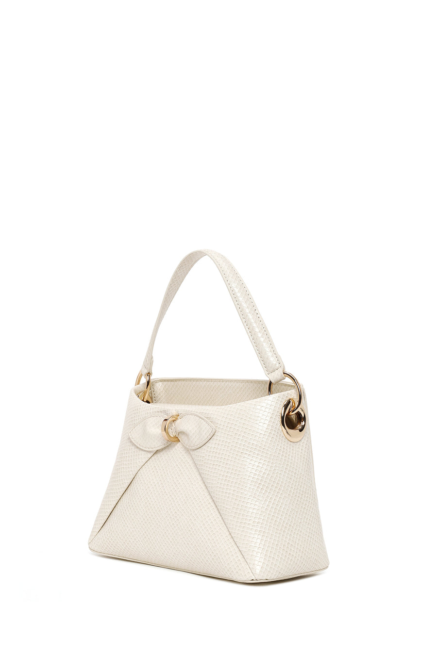 Woman Cream Long Strap Snake Patterned Mini Shoulder Bag