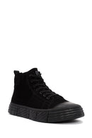 Men's Black Zippered Nubuck High Top Sneakers | Derimod