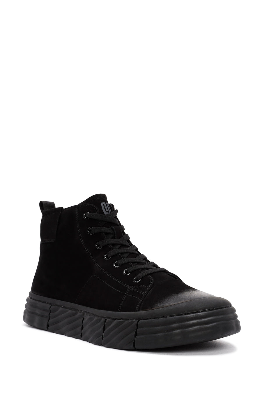 Men's Black Zippered Nubuck Sports Boots