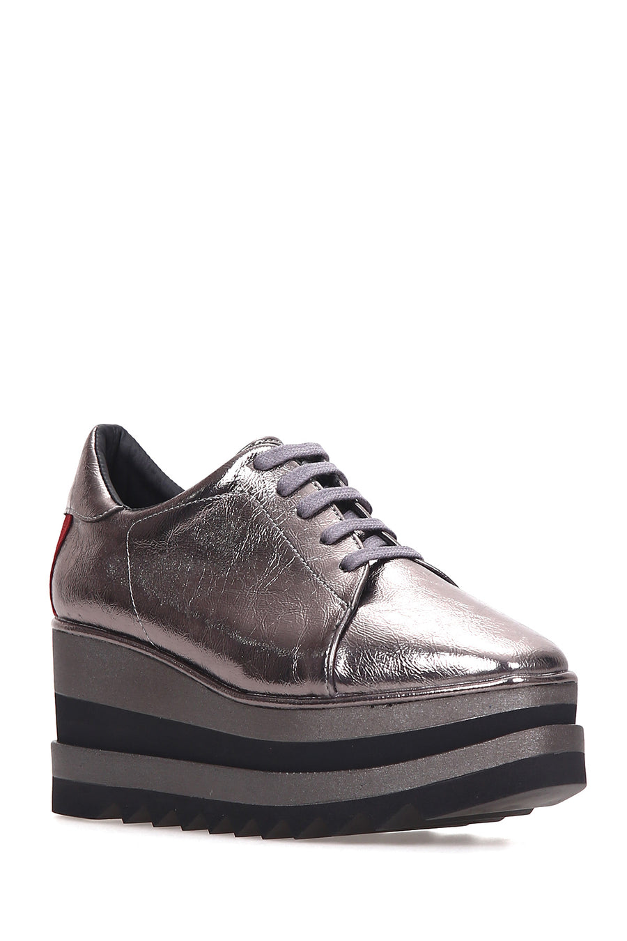 Women's Silver High-Sole Sneaker