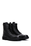 Men's Black Leather Zippered Casual Boots | Derimod