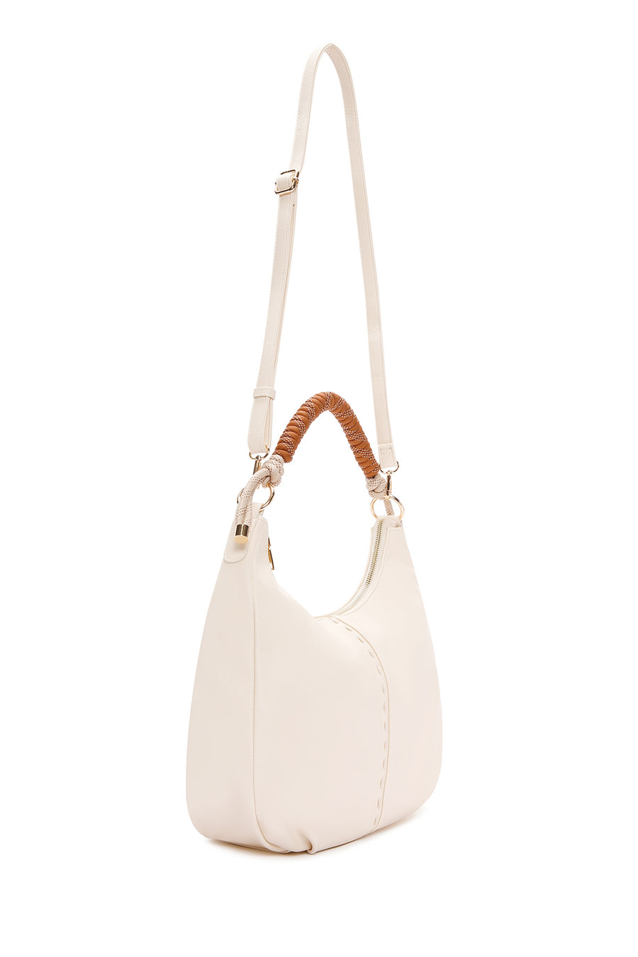 Woman Cream Long Strap Shoulder Bag