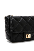 Women's Black Long Strap Quilted Crossbody Bag | Derimod