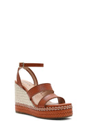 Kadın Taba Bilekten Tokalı Dolgu Topuklu Espadril Sandalet | Derimod