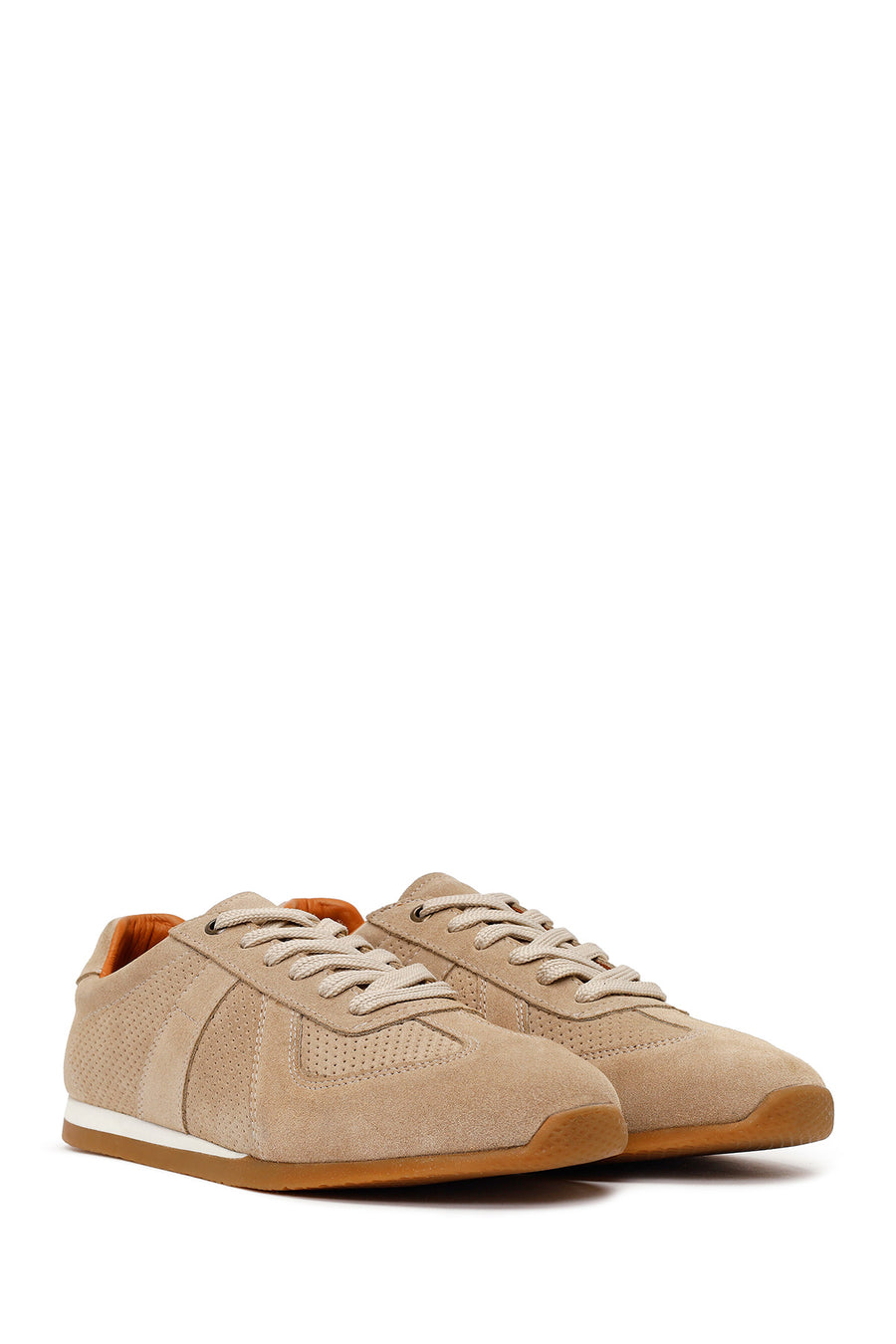 Male Beige Lace-up Suede Leather Sneaker