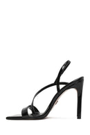 Women's Black Ankle Buckle High Thin Heel Patent Leather Sandals | Derimod
