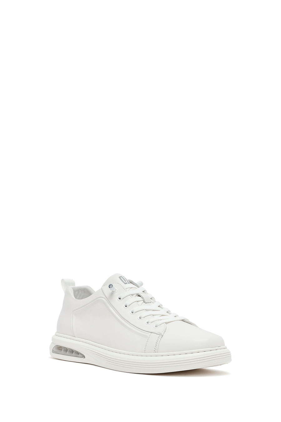 Male White Lace-Up Leather Sneaker