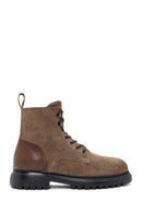 Men's Mink Zipper Lace-Up Suede Leather Casual Boots | Derimod