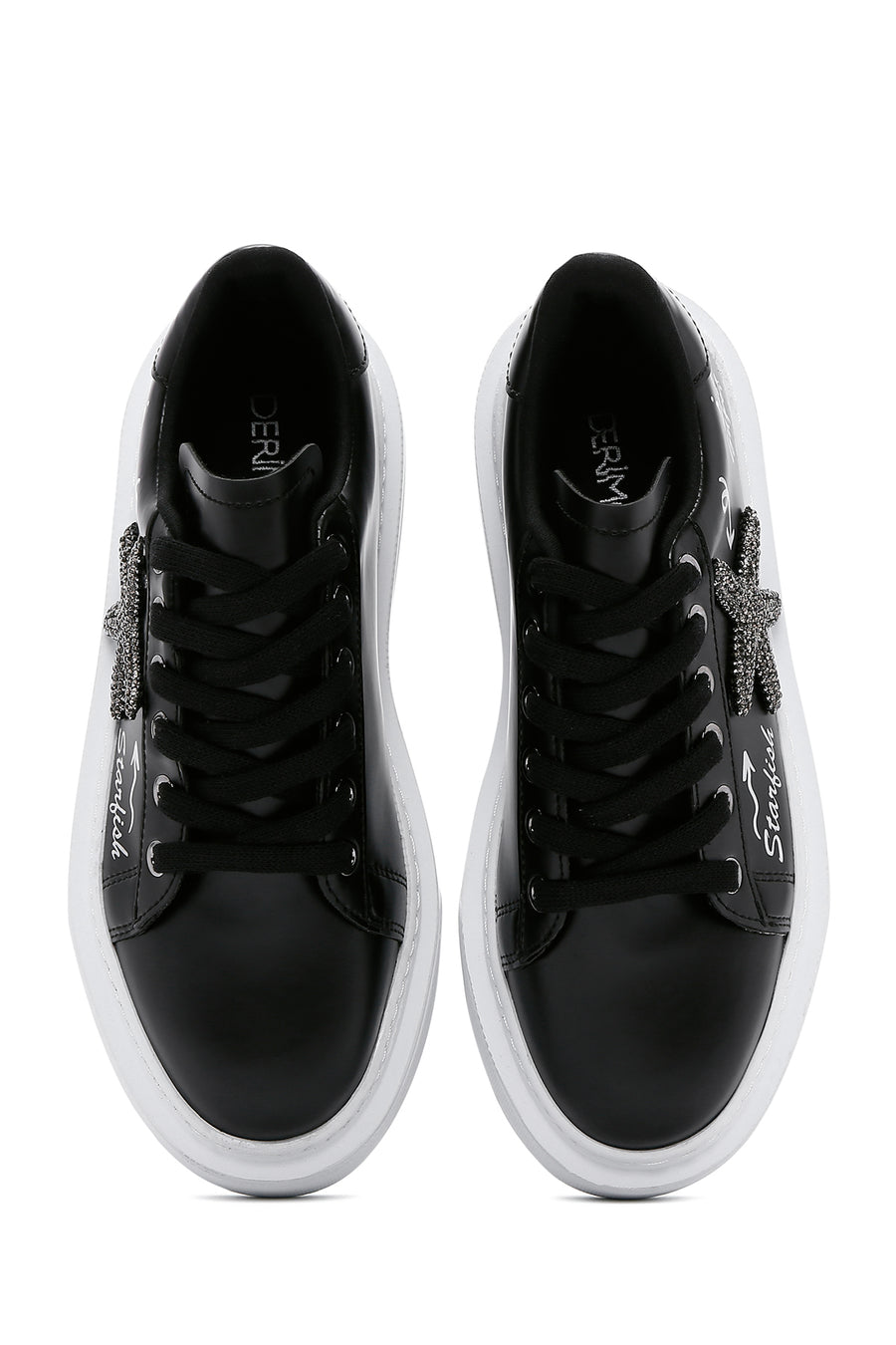 Kadın Siyah Taşlı Kalın Tabanlı Sneaker
