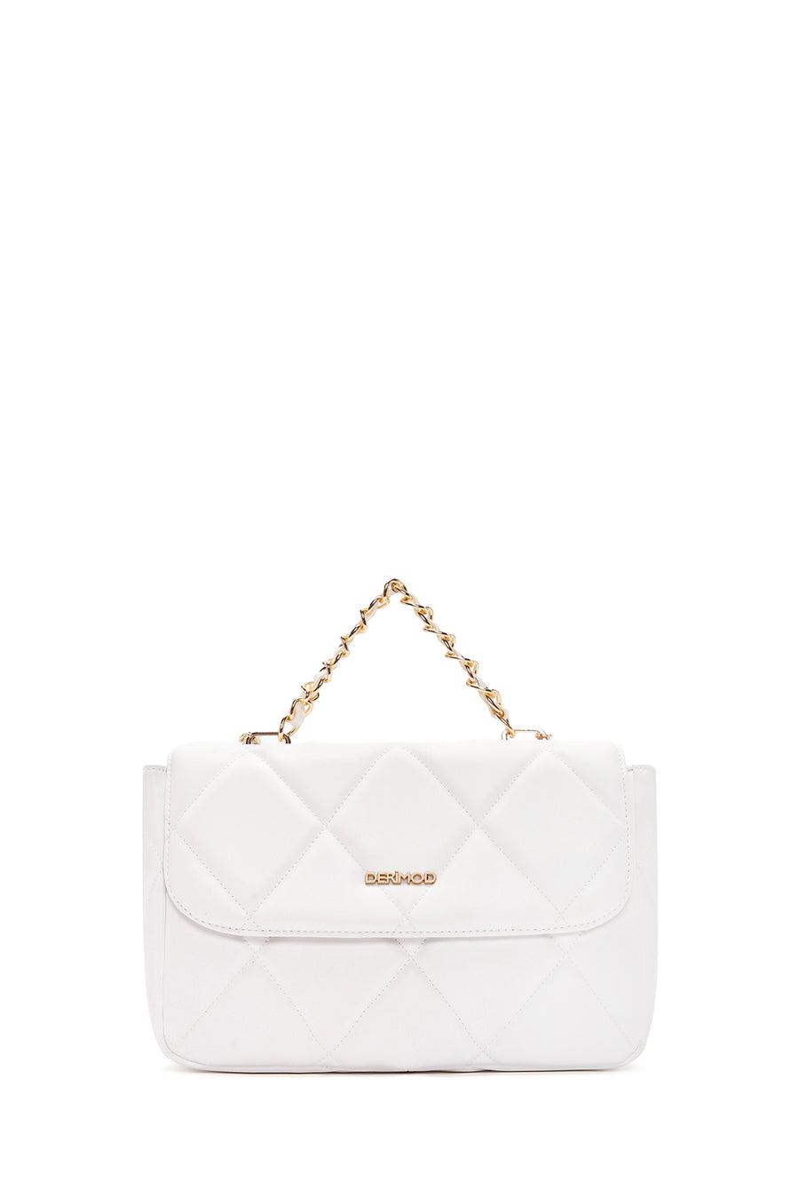 Women's White Long Strap Quilted Shoulder Bag