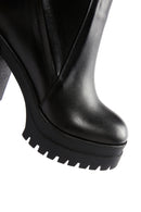 Women's Black Zippered Thick Heeled Leather Boots | Derimod