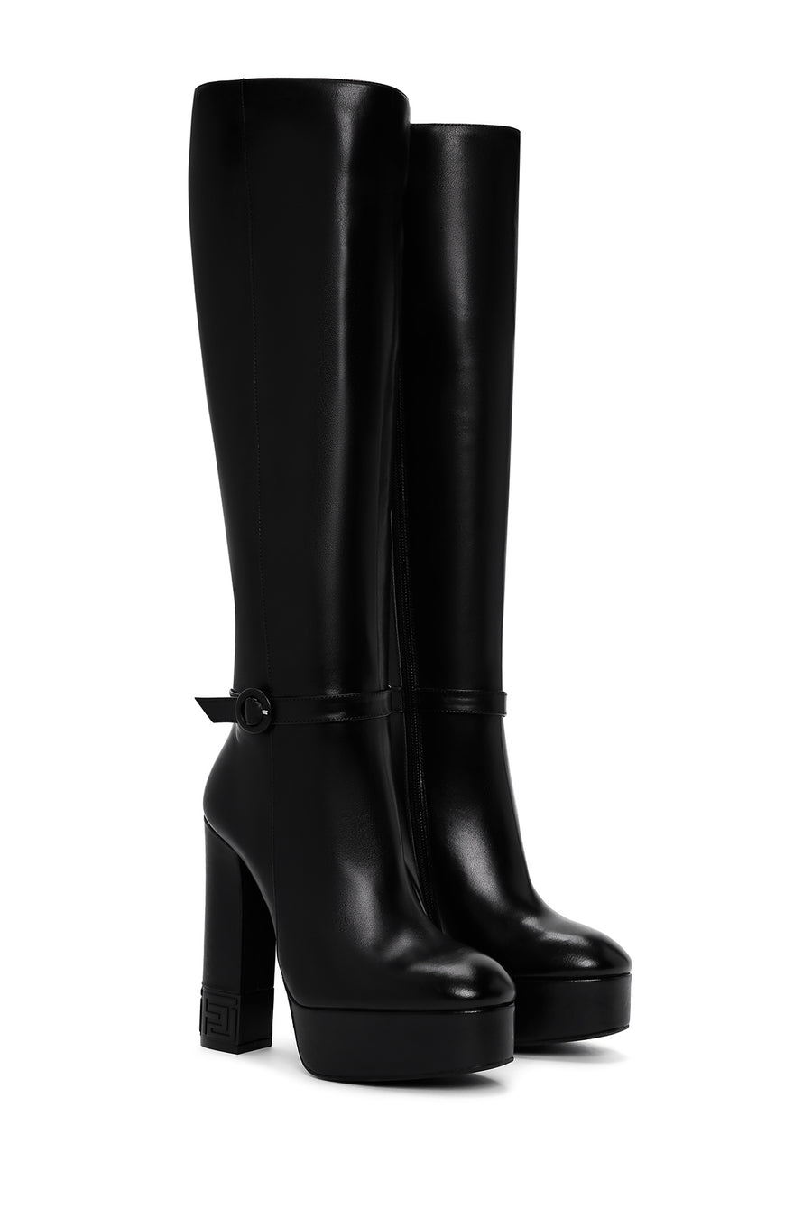 Women's Black Platform High Heel Leather Boots