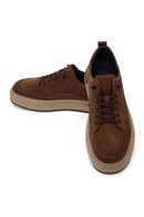 Male Brown Lace-up Thick-soled Nubuck Leather Sneaker | Derimod
