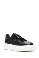 Men's Black Lace-up Thick-Sole Leather Sneaker | Derimod