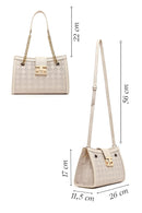 Women's Cream Long Strap Printed Shoulder Bag | Derimod