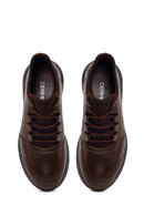 Erkek Kahverengi Bağcıklı Kalın Tabanlı Deri Casual Sneaker | Derimod
