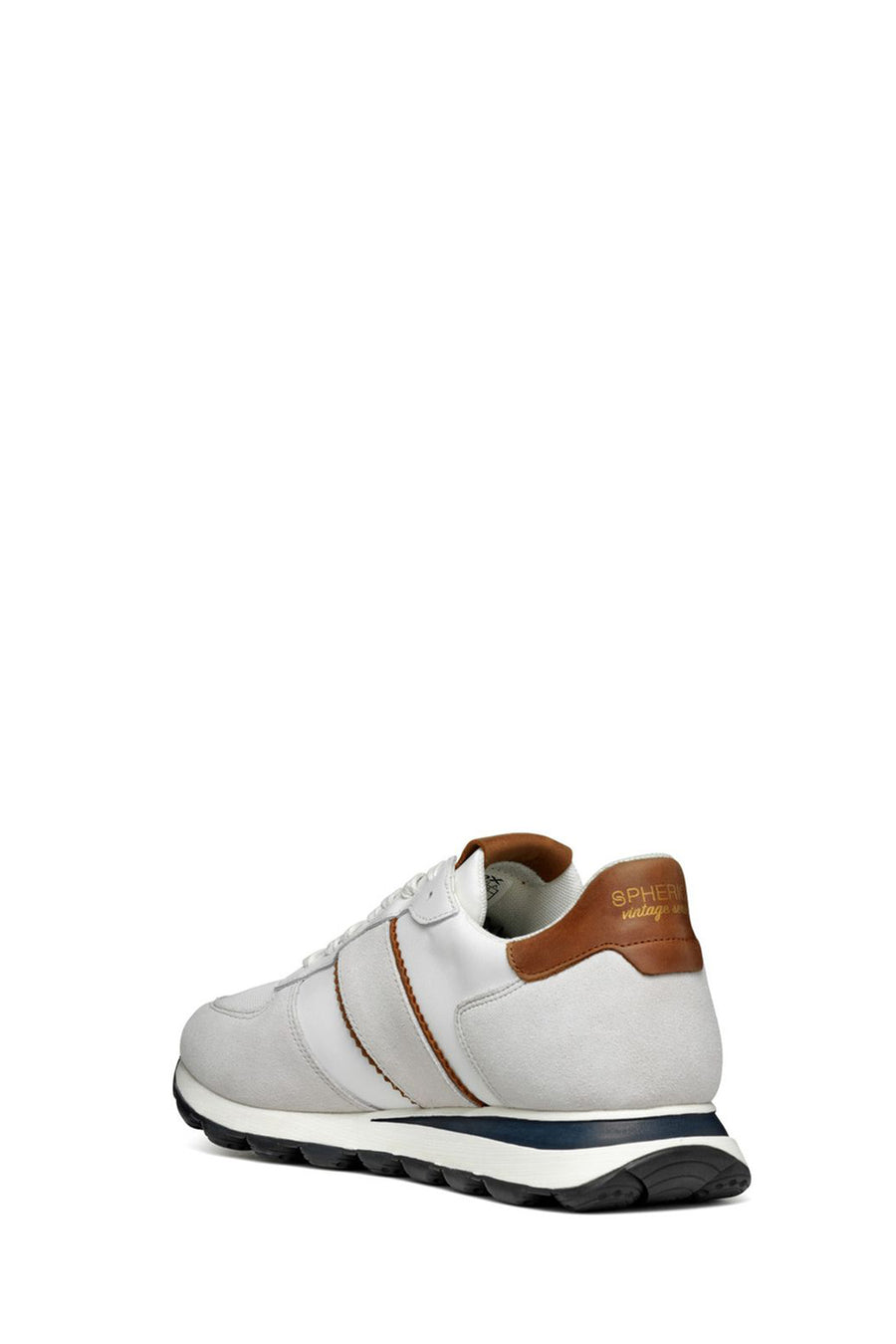 Geox Men's White Spherica Lace-up Leather Sneaker