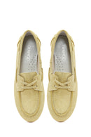 Women's Yellow Lace-up Suede Leather Shoes | Derimod