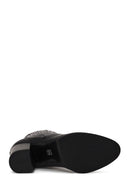 Woman Black Thick-Heeled Leather Chelsea Boots | Derimod