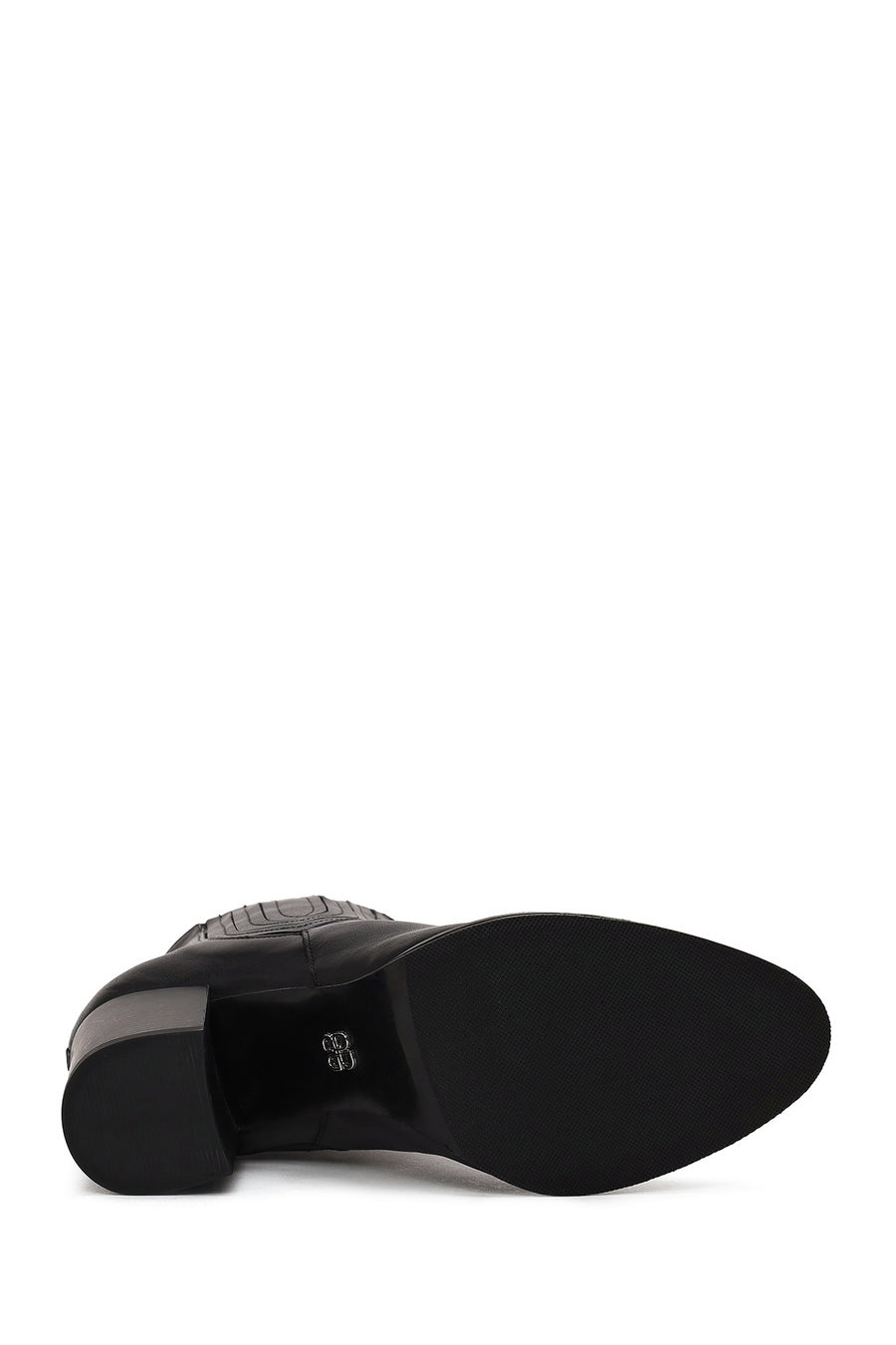 Woman Black Thick-Heeled Leather Chelsea Boots