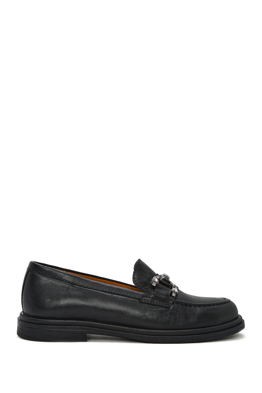 Women's Black Buckle Leather Loafer 25SFD510118 | Derimod