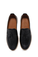 Men's Black Leather Tasseled Casual Loafer | Derimod