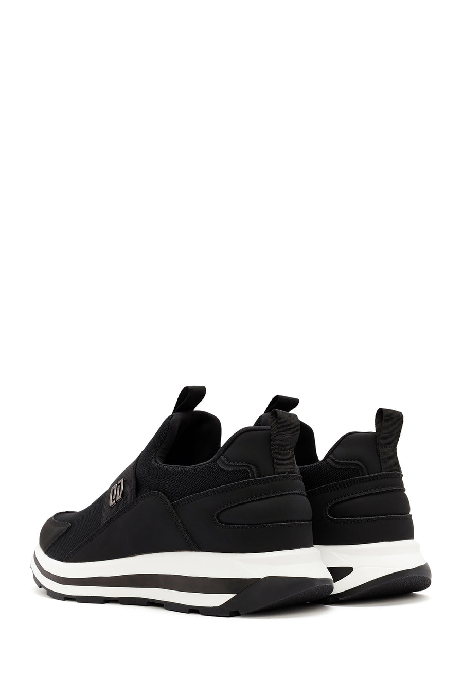 Men's Black Thick-Soled Fabric Sneakers