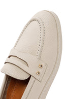 Women's Beige Leather Loafer | Derimod