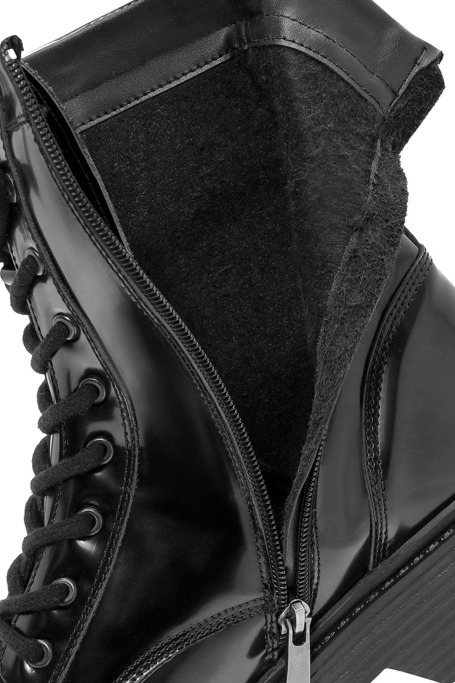 Men's Black Zippered Leather Combat Boots