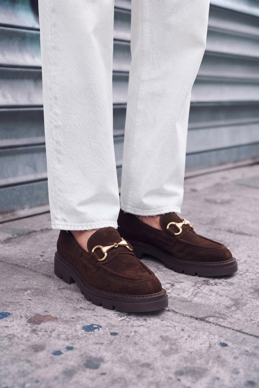 Woman Brown Buckled Suede Masculine Loafer