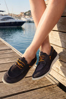 Men's Navy Blue Lace-up Suede Leather Casual Shoes | Derimod