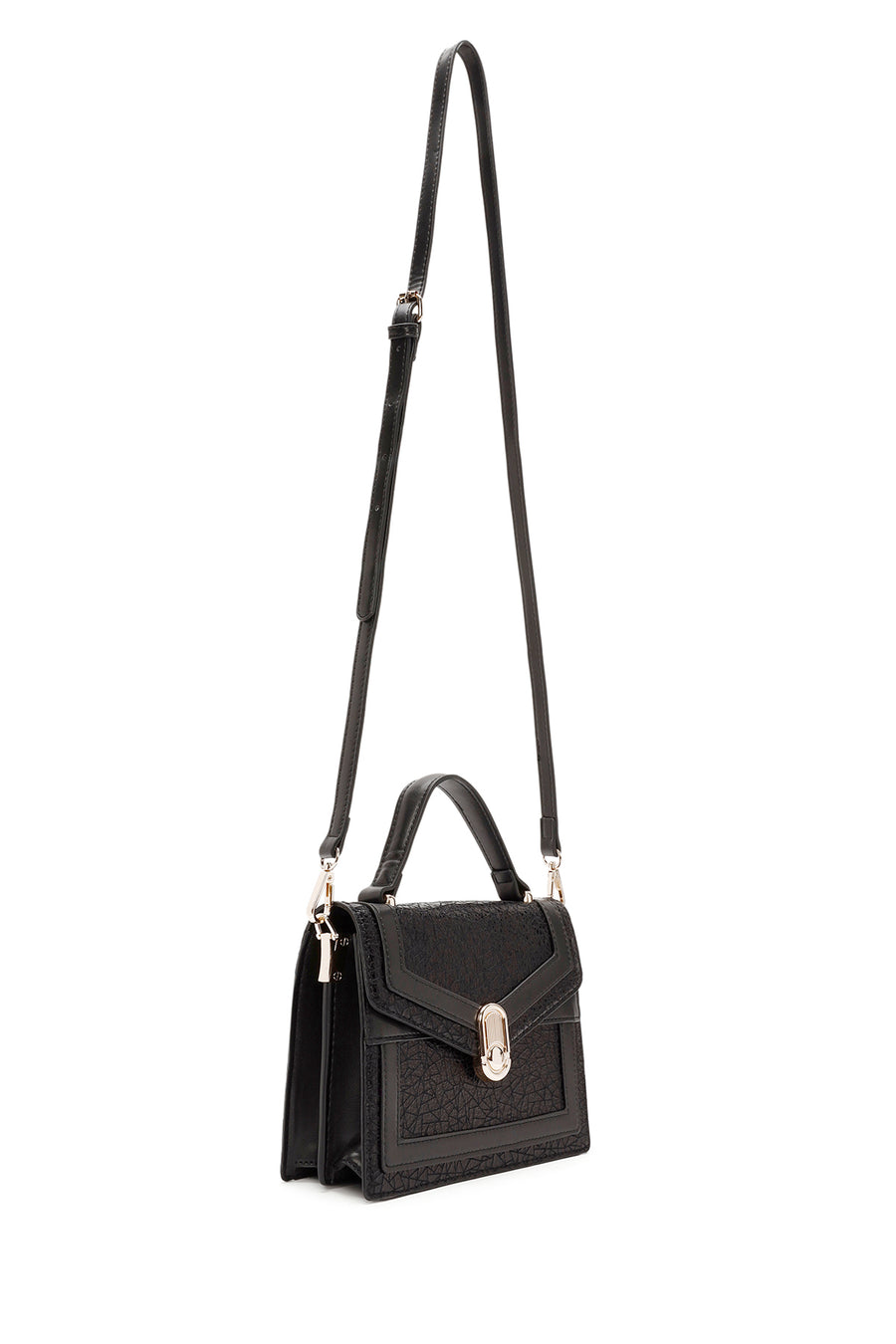 Women's Black Long Strap Printed Shoulder Bag