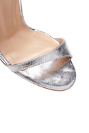 Women's Silver Metallic Leather Heeled Sandals | Derimod